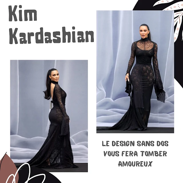 Kim Kardashian incarne le romantisme dans une robe en dentelle transparente au défilé de Balenciaga