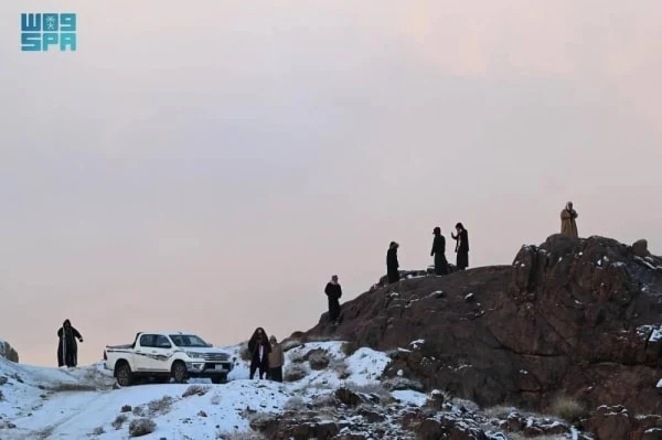 Trojena mountains gets another Snowfall in February - Saudi-Expatriates.com