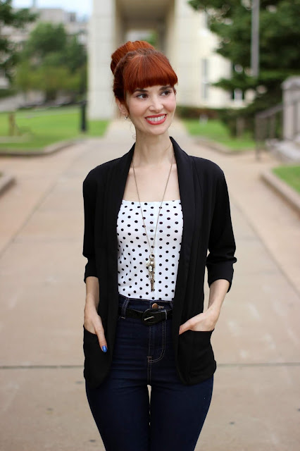 Black Rolled Sleeve Collared Jacket- Madison from FemmeLuxeFinery