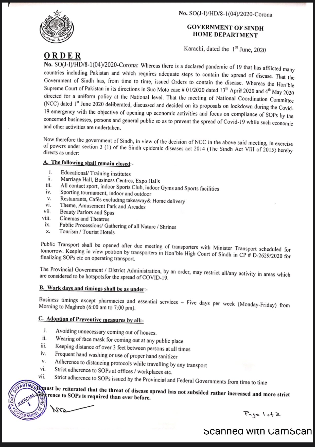 Except for specific areas, everything will be opened under SOPs. Notification has been issued