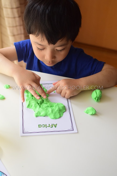 Working on the Africa Continent Playdough Mat