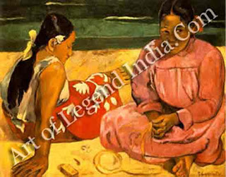 The Great Artist Paul Gauguin Painting “Two Tahitian Women on a Beach 1891” 27 x 35 3/4 Musee d`Orsay, Paris
