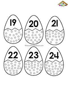 Huevos con numeros del 1 al 10 para colorear