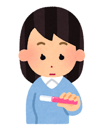 妊娠検査薬を見る女性のイラスト