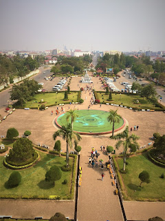 View of the garden surrounding the Patuxai