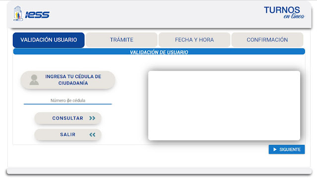 Ingresa tu número de cédula y da clic en Consultar y luego en  Siguiente.