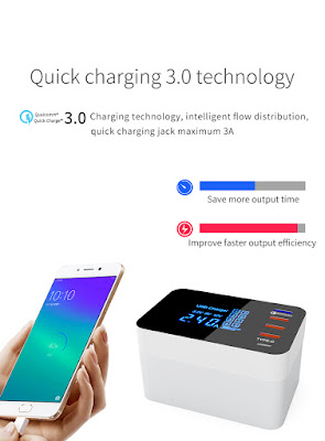 Bakeey Foldable Design Quick Charge 3.0 Smart 4 USB Type-C USB Charger Station HUB with Led Display