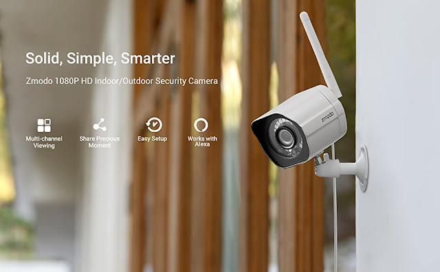 1080p Full HD Outdoor Wireless Security Camera System, Smart Home Indoor Outdoor WiFi IP Camera with Night Vision, Compatible with Alexa