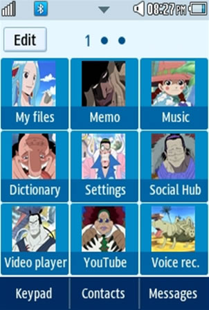 Anime One Piece Samsung Corby 2 Theme Menu