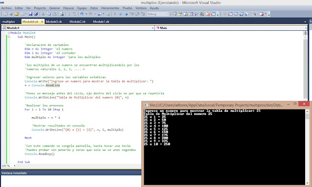 Ejemplo de Tabla de Multiplicar en Visual Basic