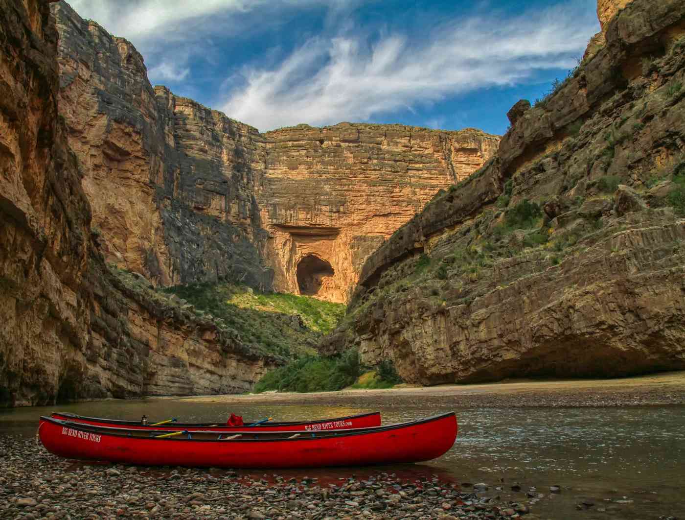 santa elena canyon with red canoes - marfa to big bend national park