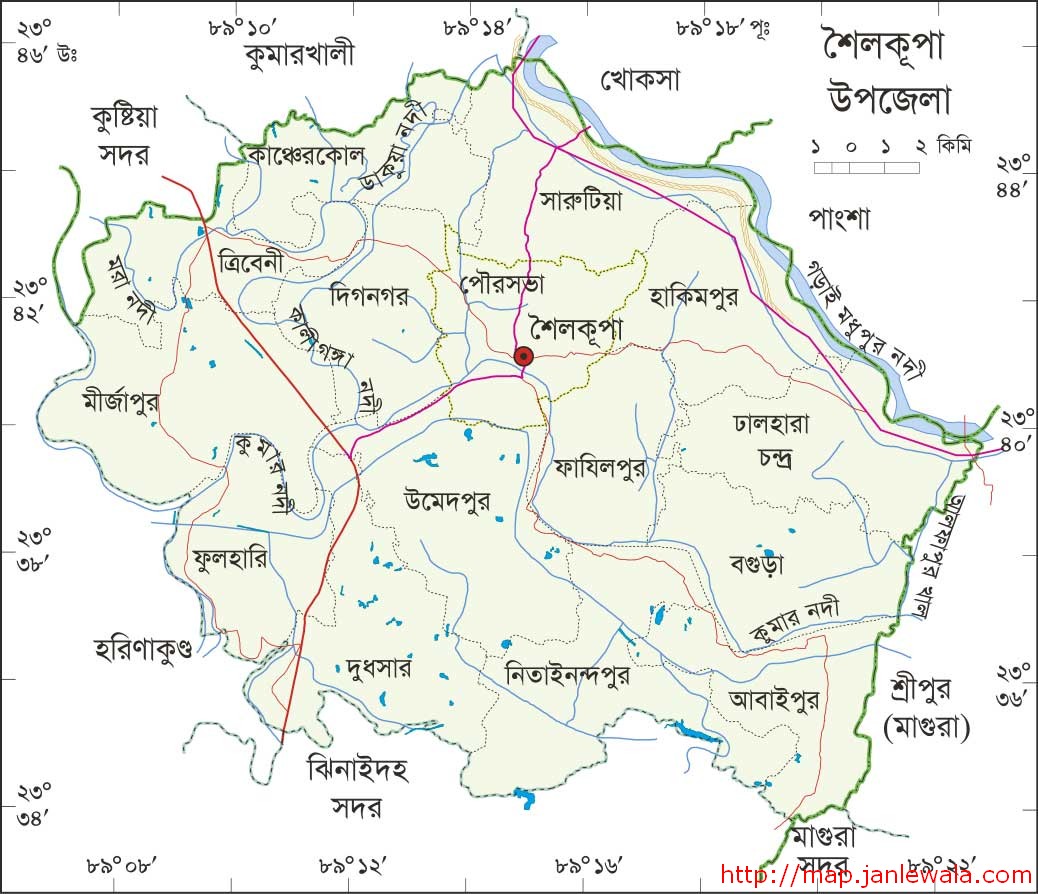 শৈলকুপা উপজেলা মানচিত্র, ঝিনাইদহ জেলা, বাংলাদেশ