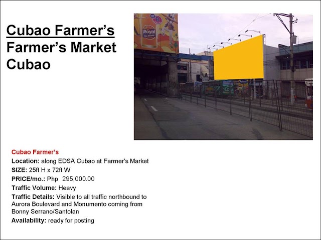 Available EDSA Billboard Site : EDSA Northbound Cubao Farmers Parallel