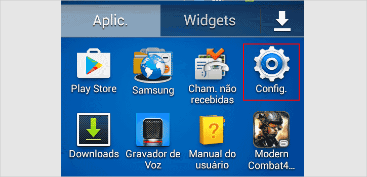 Acessando as configurações do Android