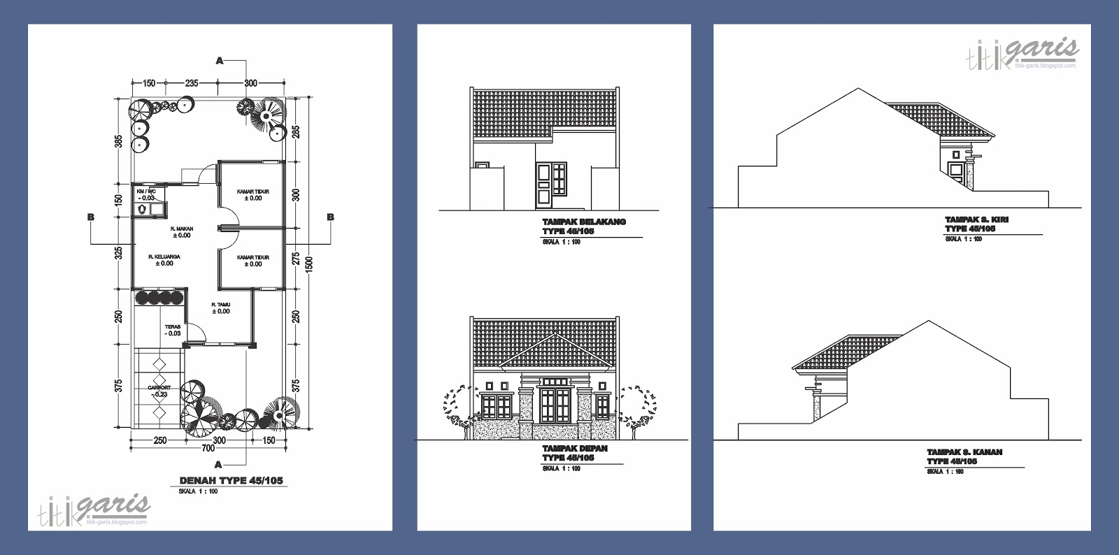  Denah  Rumah  Sederhana Lengkap  Dengan  Tampak  Desain Rumah  