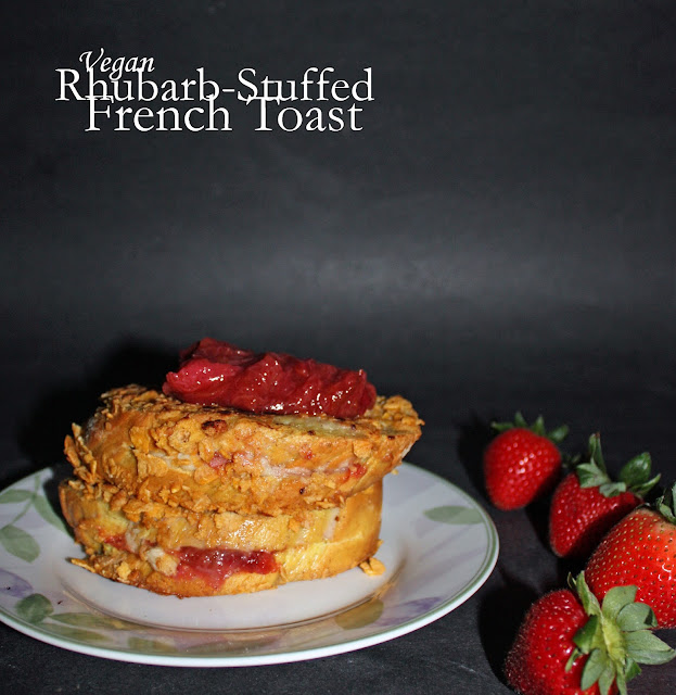 vegan rhubarb-stuffed french toast