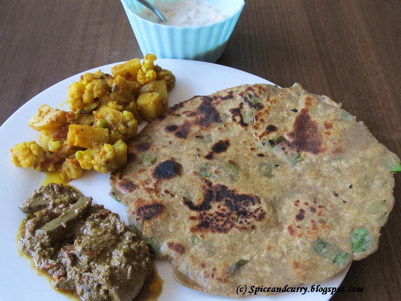 Millet flour spring onion paratha