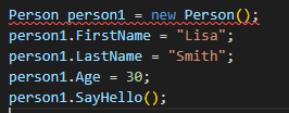 Once we have defined a struct, we can create an instance of that struct using the new keyword and use its properties and methods as follows code example below by Ziggy Rafiq