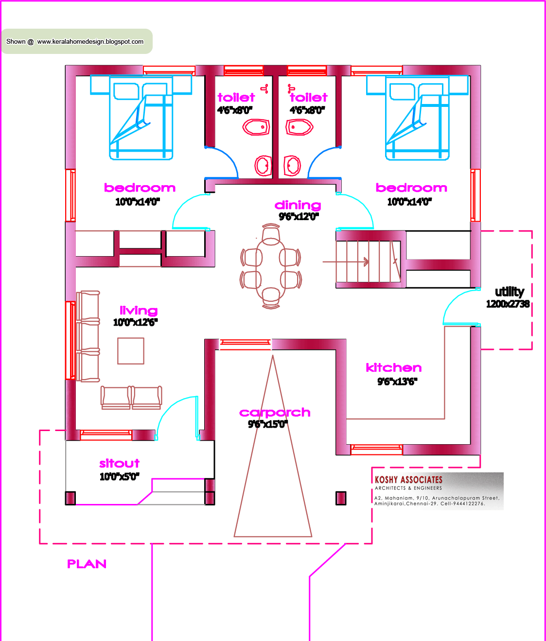 Single Floor House Plan - 1000 Sq. Ft. - Kerala home ...