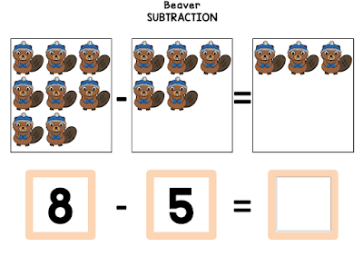 math Acitivity Subtraction Beaver Winter