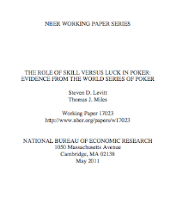 teven Levitt and Thomas Miles’ 'The Role of Skill Versus Luck in Poker: Evidence from the World Series of Poker' (May 2011)