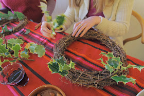 How to make a Christmas wreath - place greenery at regular intervals
