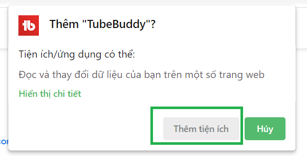 Thêm công cụ seo tubebuddy vào trình duyệt web