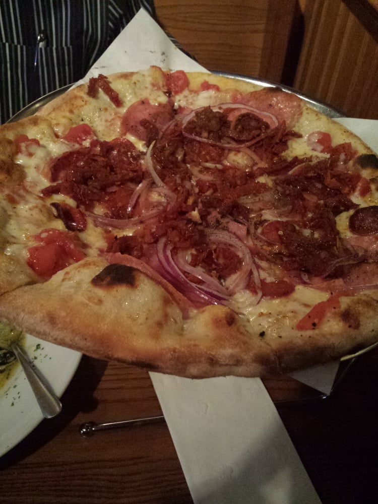 Salmini Supreme Pizza at Faccia Luna Pizzeria State College