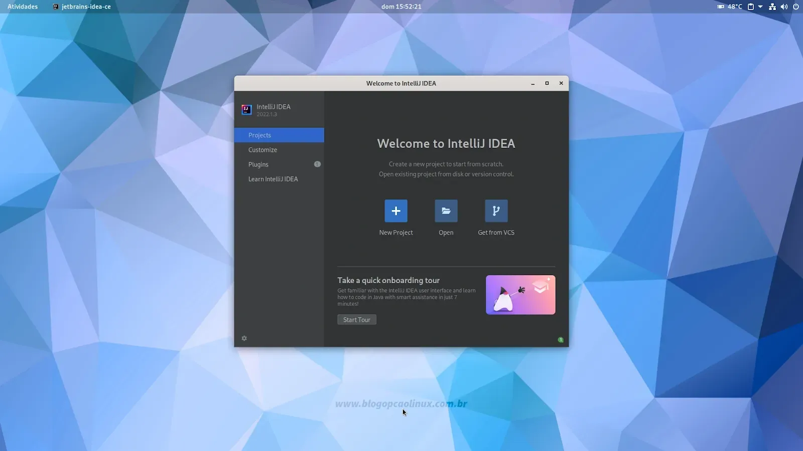 IntelliJ IDEA Community Edition executando no Fedora 36 Workstation (GNOME 42)