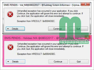  kerap kali ditemui banyak sekali hambatan dan problem yang menjadikan proses  Solusi Error Emis : Exception from HRESULT: 0x800A03EC