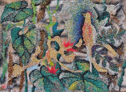 Colored sand painting by Ako Tsubaki