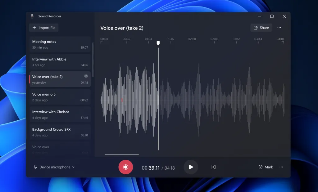 Registratore di suoni è la nuova app di registrazione audio di Windows 11