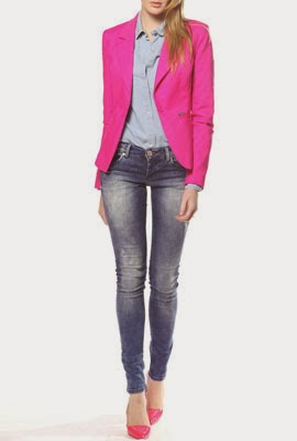 Colcci Verão 2014 Blazer pink camisa e calça jeans