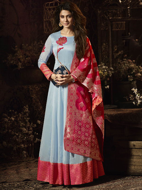 jennifer-winget-style-sky-blue-partywear-anarkali-suit