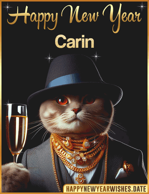 Happy New Year Cat Funny Gif Carin