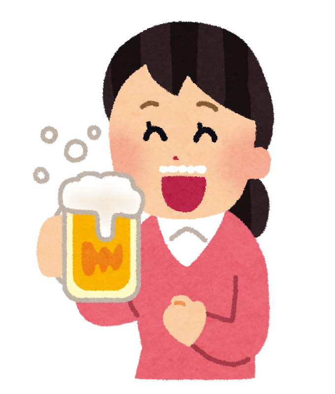 美味しそうにビールを飲む人のイラスト 女性 かわいいフリー素材集 いらすとや