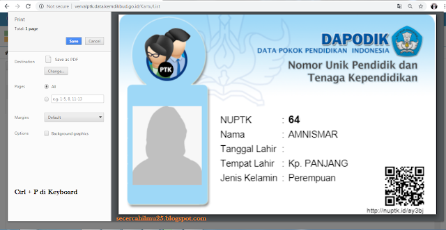 Cara Cetak dan Merubah ke format .pdf Kartu NUPTK