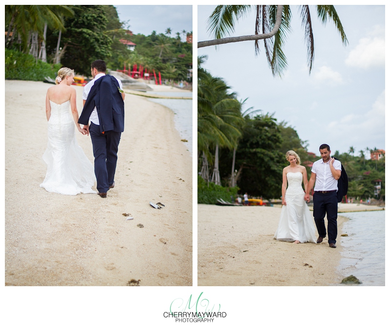 Bride and groom photos, walking on the beach, Beach Republic Wedding, Koh Samui Wedding photographer