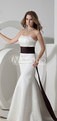 Blanc robe bustier de soirée en satin Sash