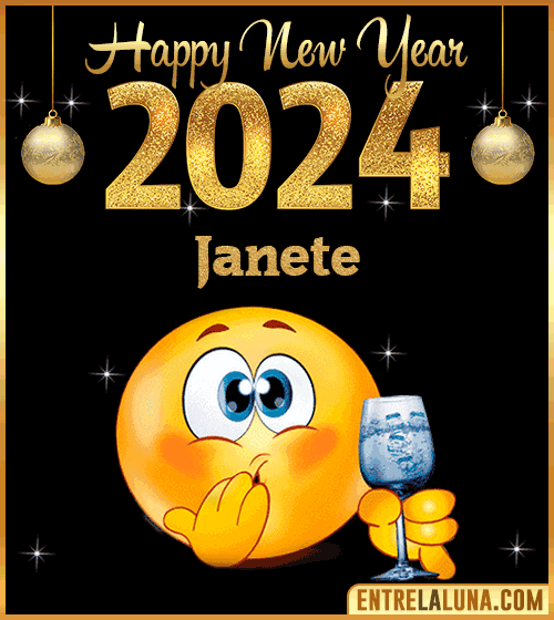 Gif wishes Happy New Year 2024 animated Janete