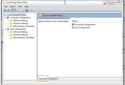 Local Group Policy Editor windows 7