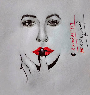 Girl Face Pencil sketch,lips pencil sketch,hot lips pencil sketch,SURAJ KUMAR PRABHAT
