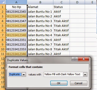 cara mencari duplikat data di excel