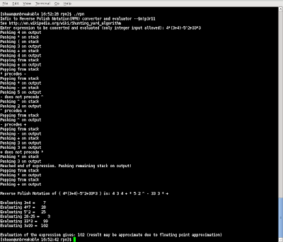 It also lists the steps taken during the conversion from Infix to Postfix 