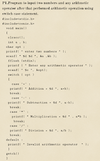 Calculator program in C by switch case statement 