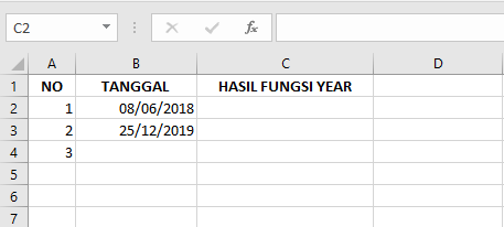 Tutorial dan Contoh Fungsi YEAR pada Microsoft Excel