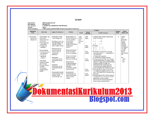 Download Silabus Smk Matematika Kelas 10 11 12 Kurikulum 2013
