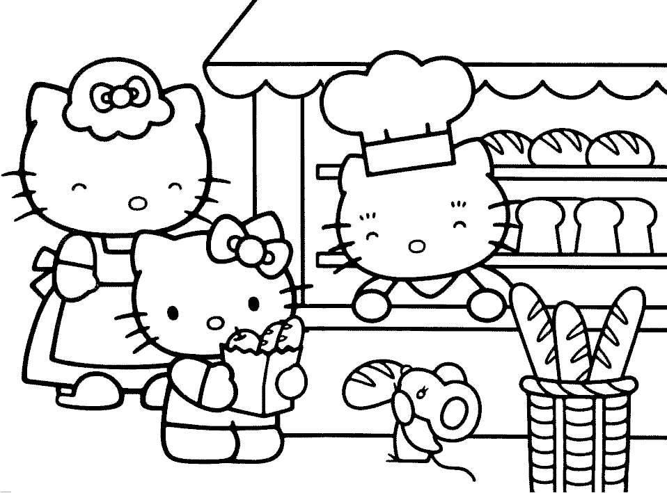 Hello Kitty "Shopping" Coloring Pages. PRINT THIS PAGE