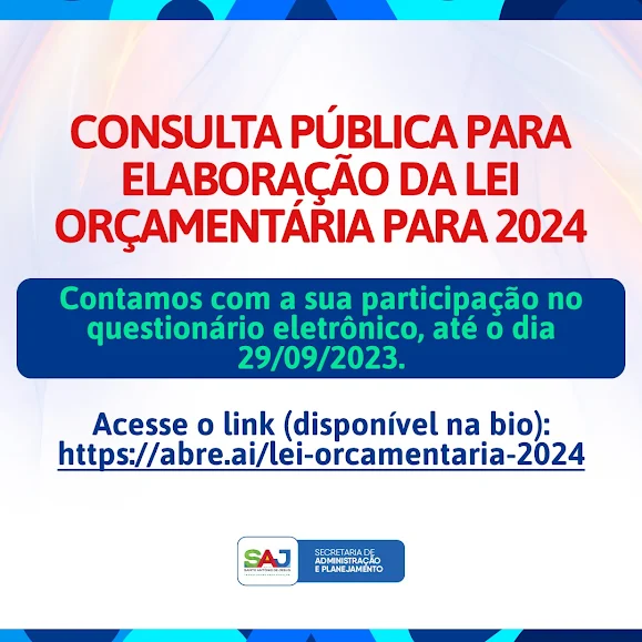 SAJ: Prefeitura informa à população acerca de Audiência Pública Digital a ser realizada até 29 de setembro