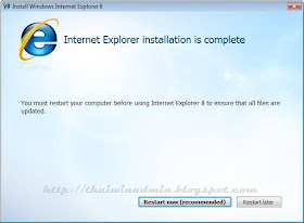 IE8 Installation is complete